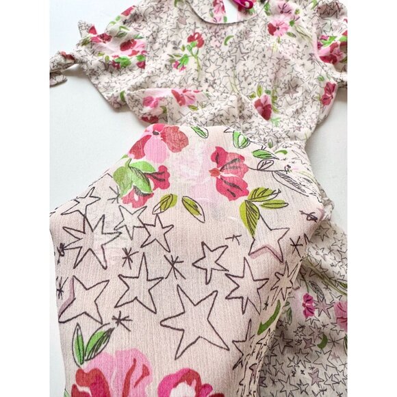 ZARA Off White Floral Star Print Crinkle Chiffon Fit & Flare Midi Dress, Size S - Picture 13 of 15